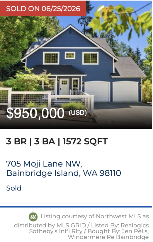 Moji Lane on Bainbridge Island. Sold by Jen Pells Windermere Bainbridge.